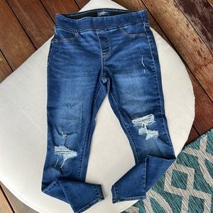 Dark Wash Ripped Skinny Jeans. Old Navy Rock Star Mid-Rise, Stretch Band size 12